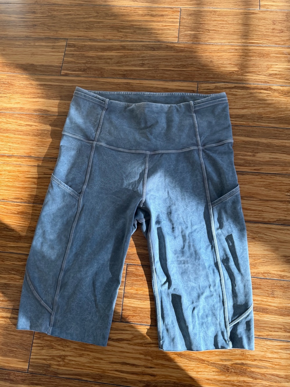 lululemon Washed Blue High-Rise Bike Shorts with Side Panels